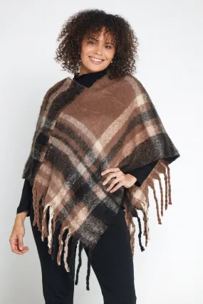 Payton Super Soft Poncho - Brown/Black