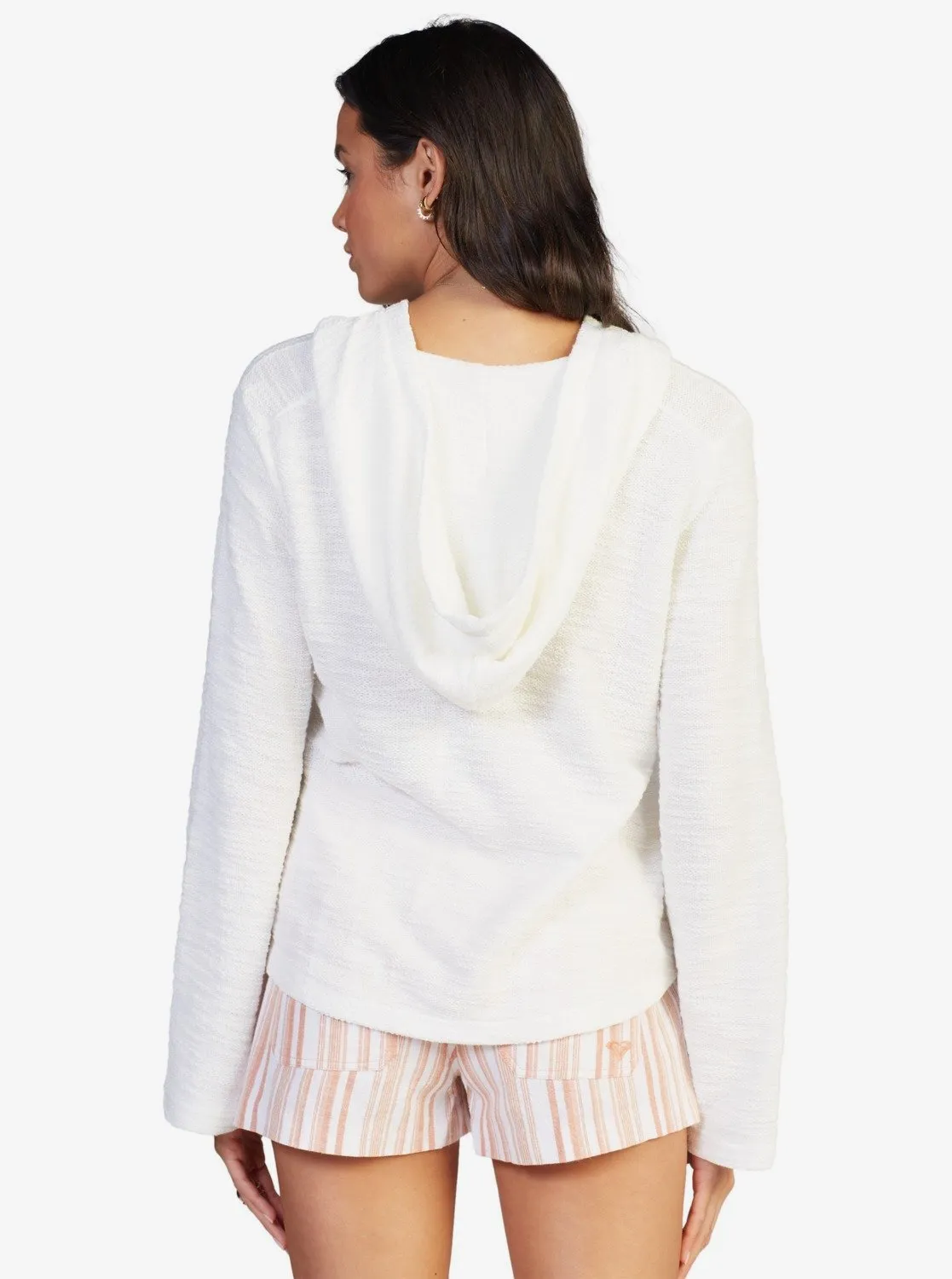 Pearling Oversized Poncho Style Hoodie - Snow White