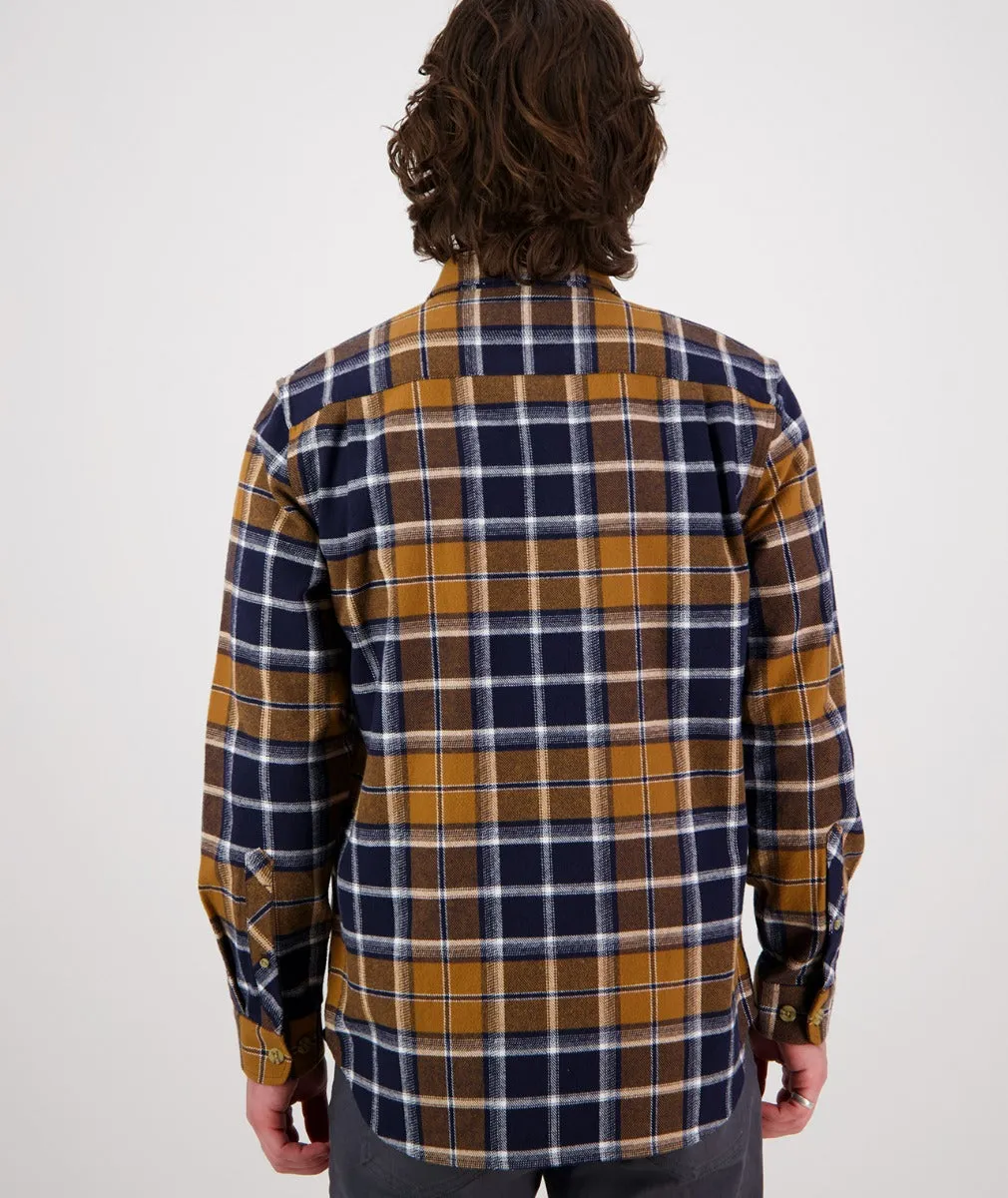 Pencarrow Shacket - Plaid - Tan-Navy