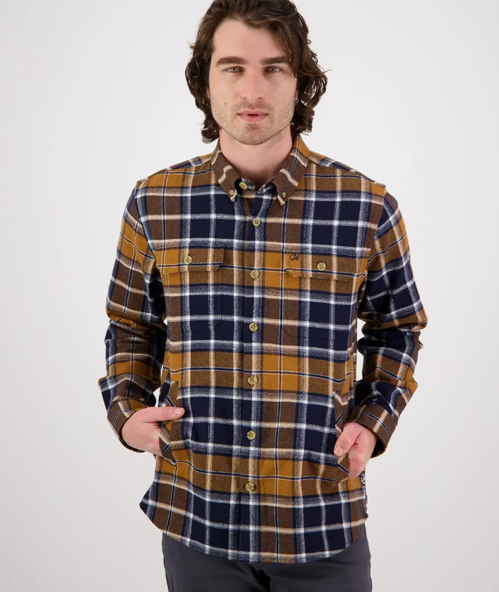 Pencarrow Shacket - Plaid - Tan-Navy