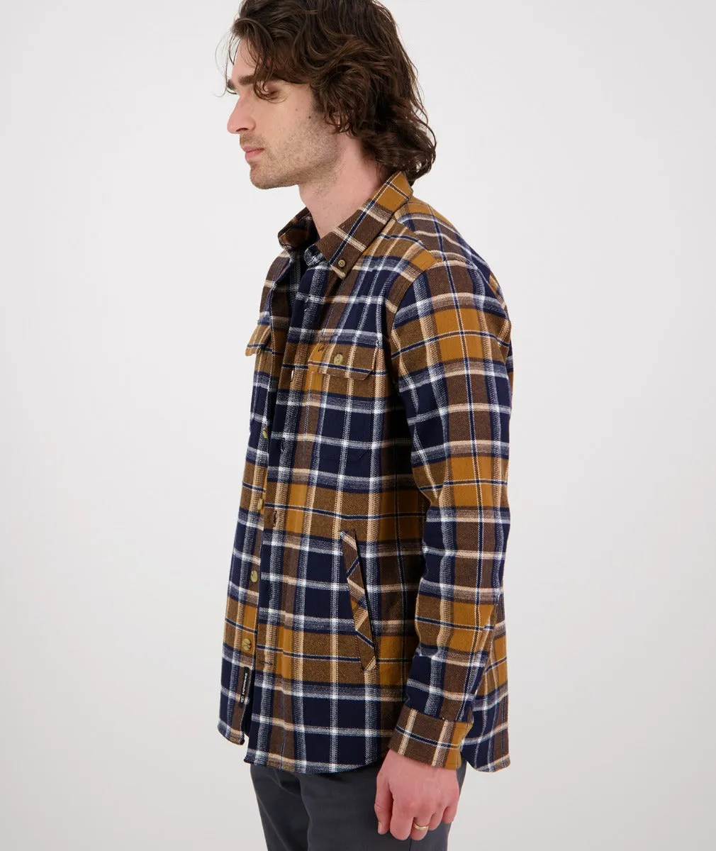 Pencarrow Shacket - Plaid - Tan-Navy