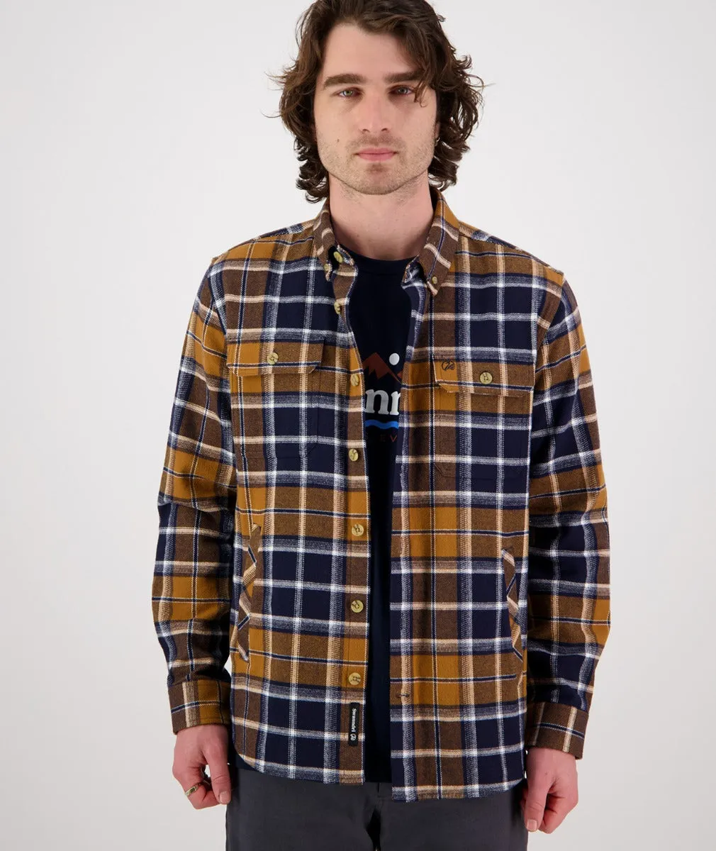 Pencarrow Shacket - Plaid - Tan-Navy