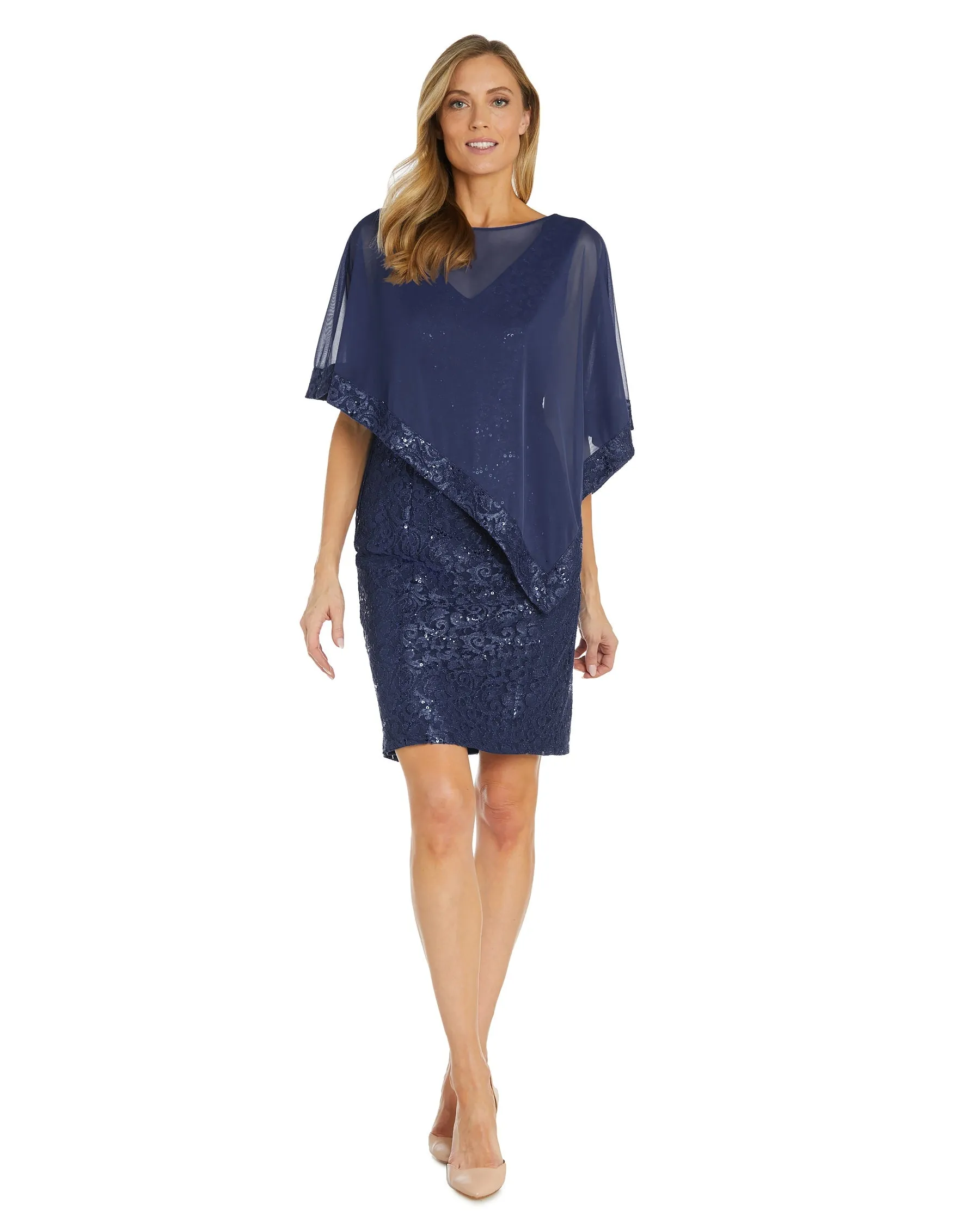 Petite Women Unique Asymmetrical Lace Poncho Dress - Cocktail Dress