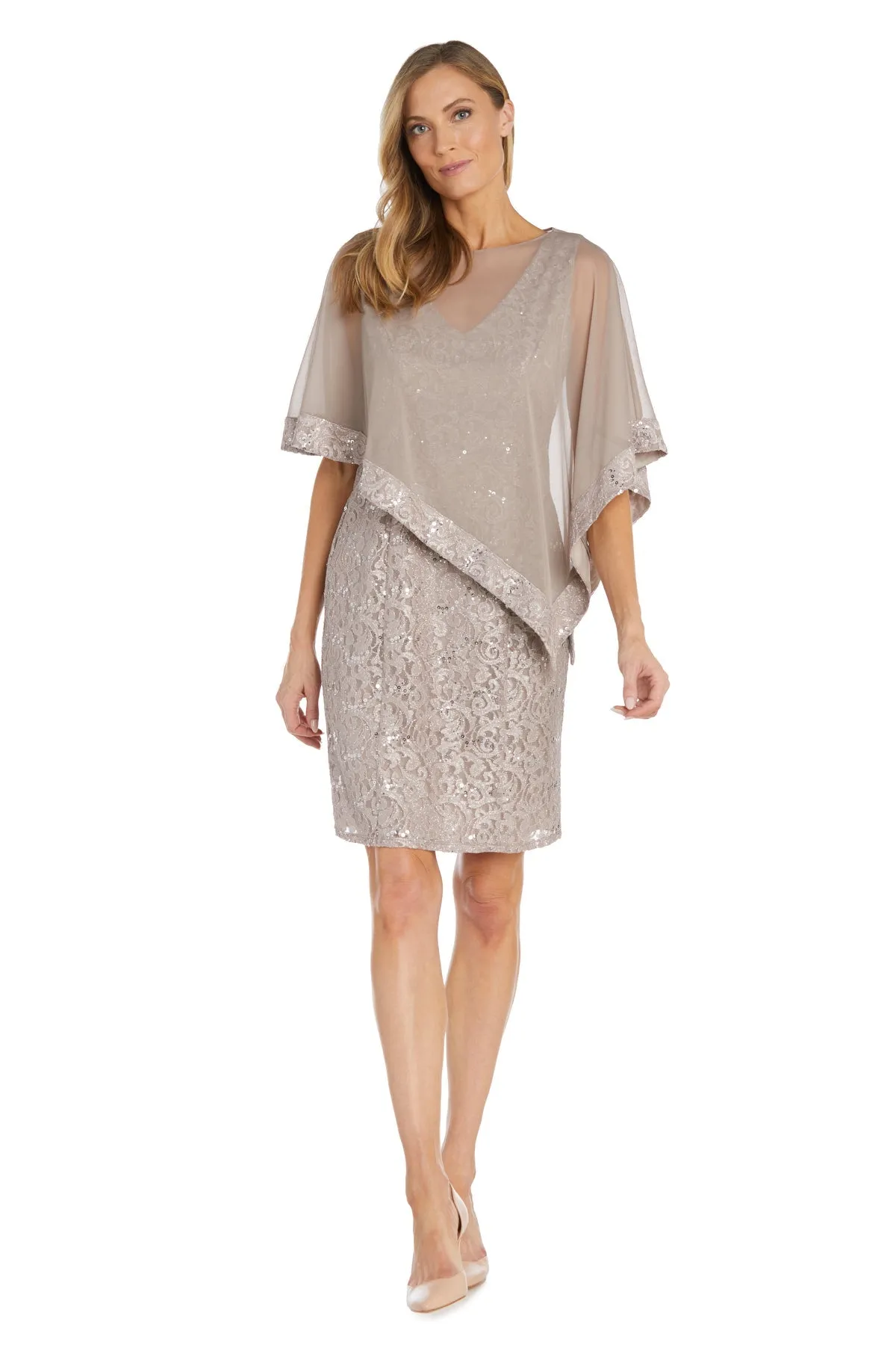 Petite Women Unique Asymmetrical Lace Poncho Dress - Cocktail Dress