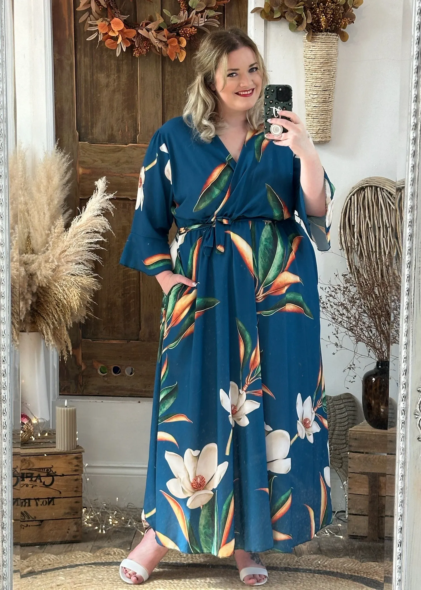 Petrol Bold Floral Thea Dress