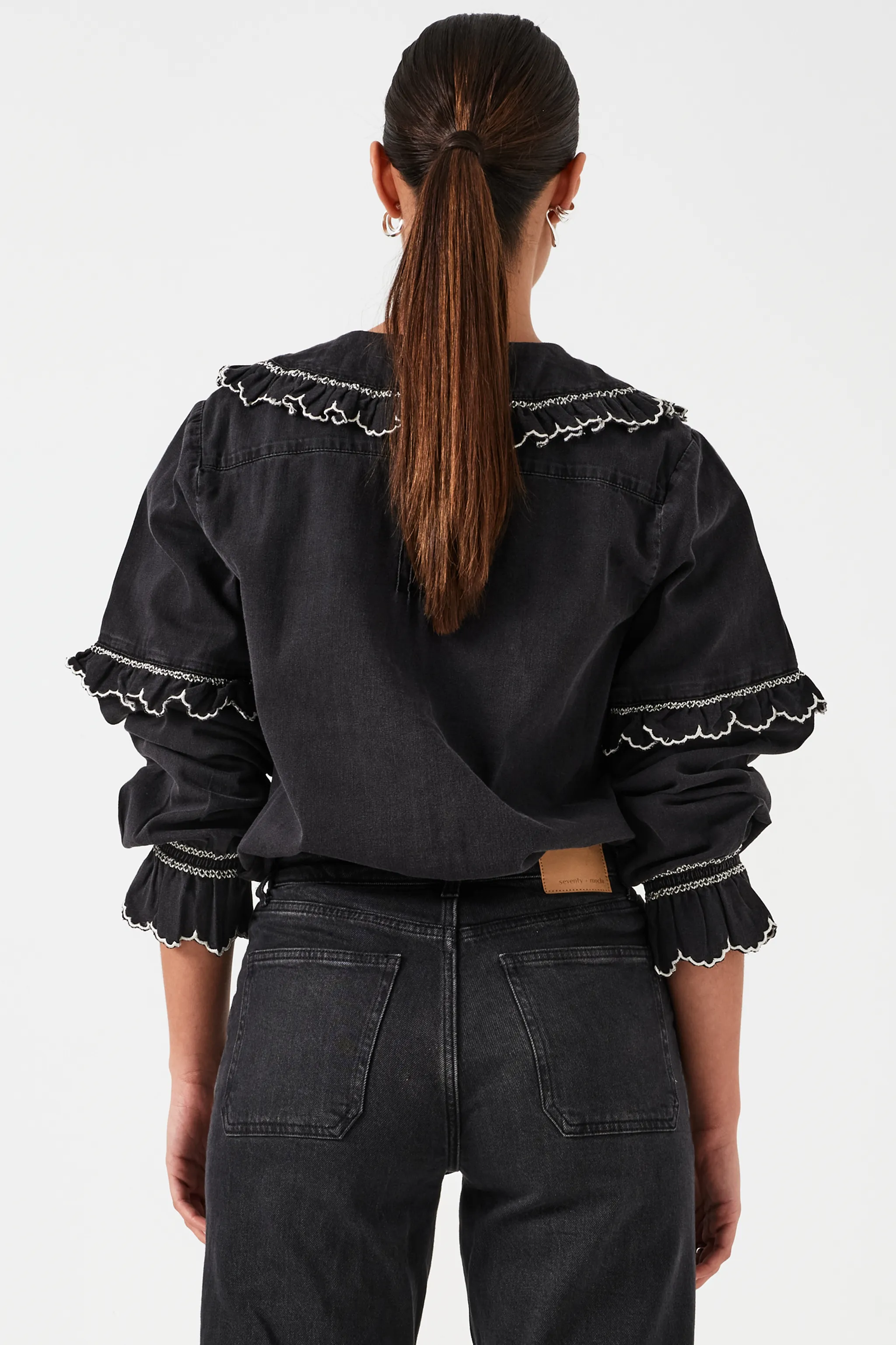 Phoebe Blouse in Black Denim