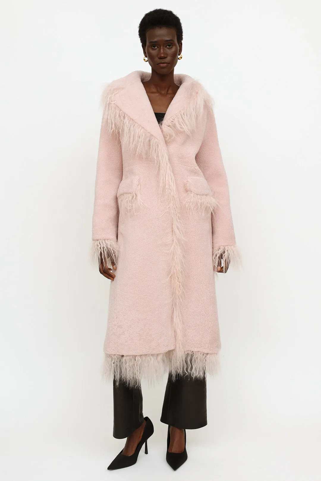 Pink Shearling Jimy Coat