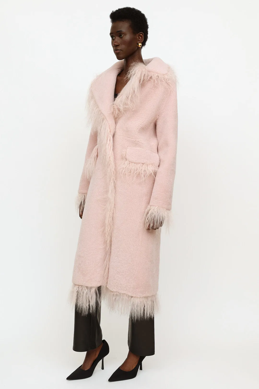 Pink Shearling Jimy Coat