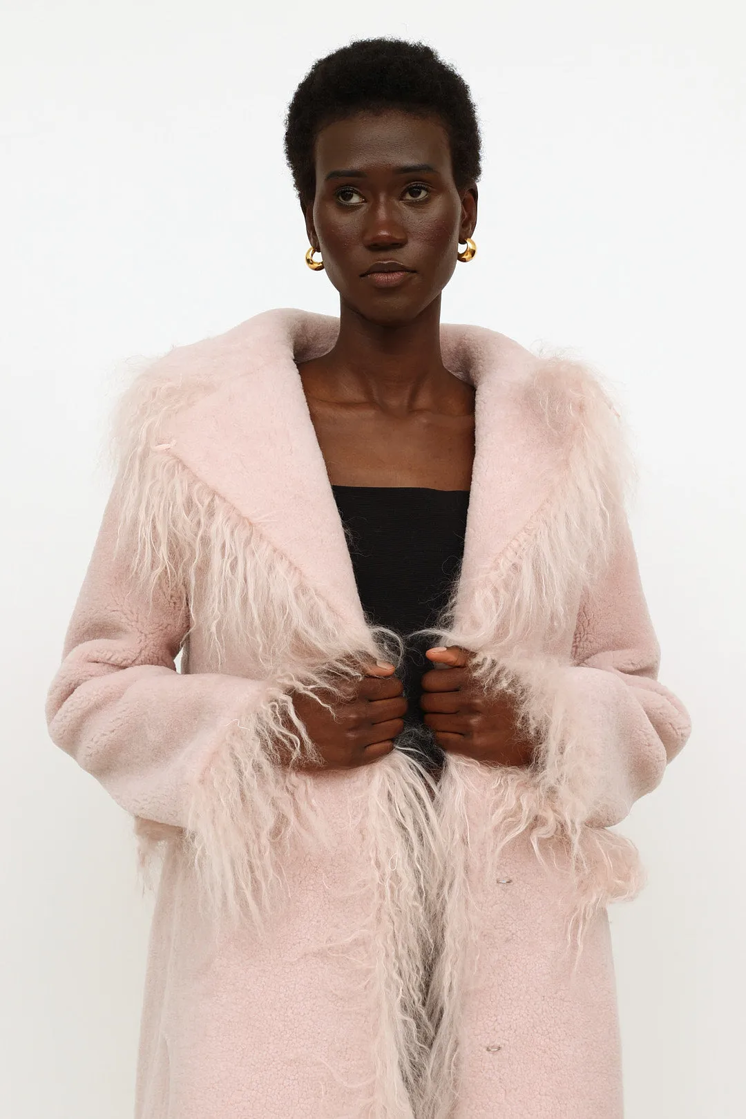 Pink Shearling Jimy Coat