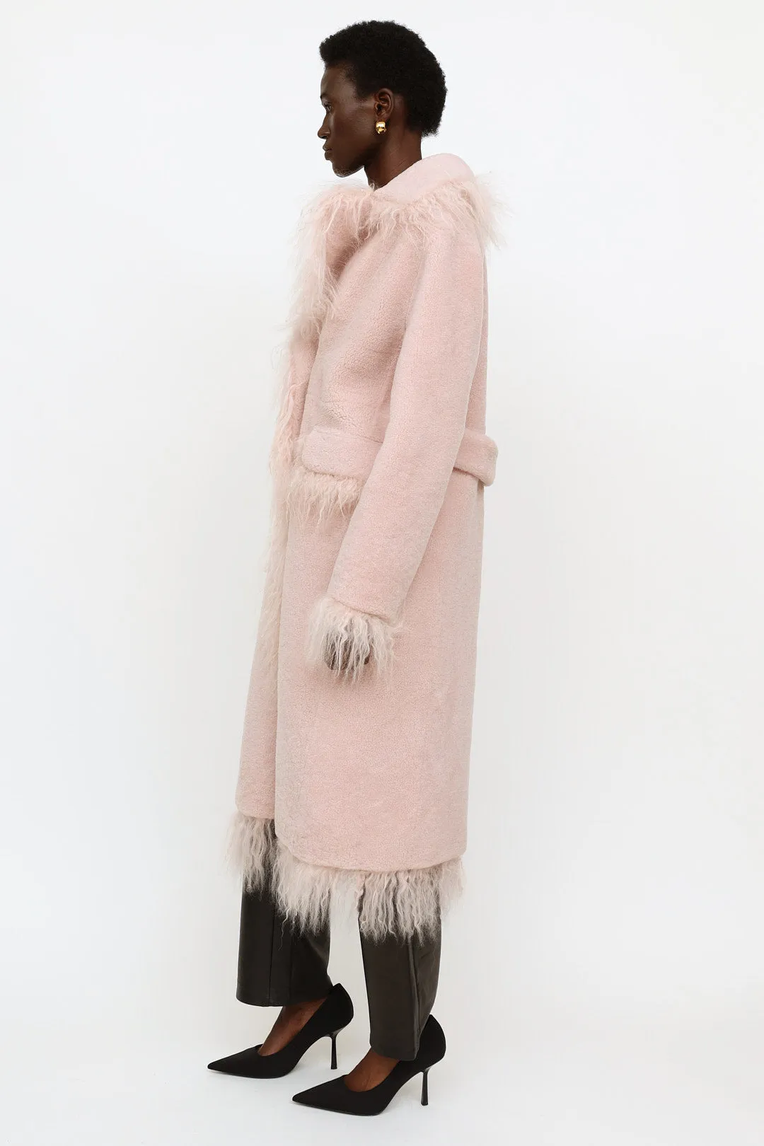 Pink Shearling Jimy Coat