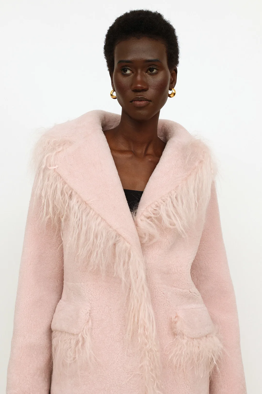 Pink Shearling Jimy Coat