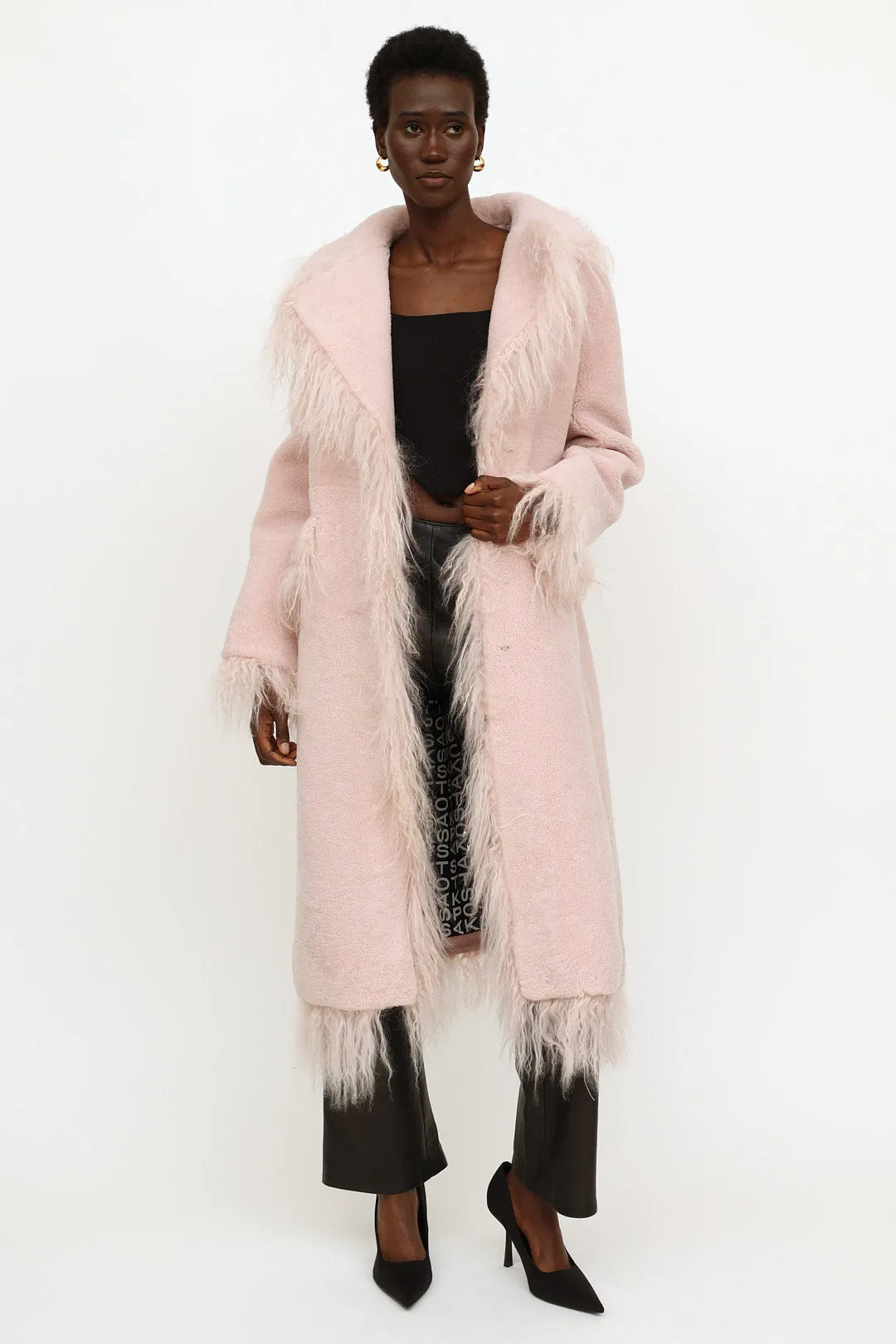 Pink Shearling Jimy Coat