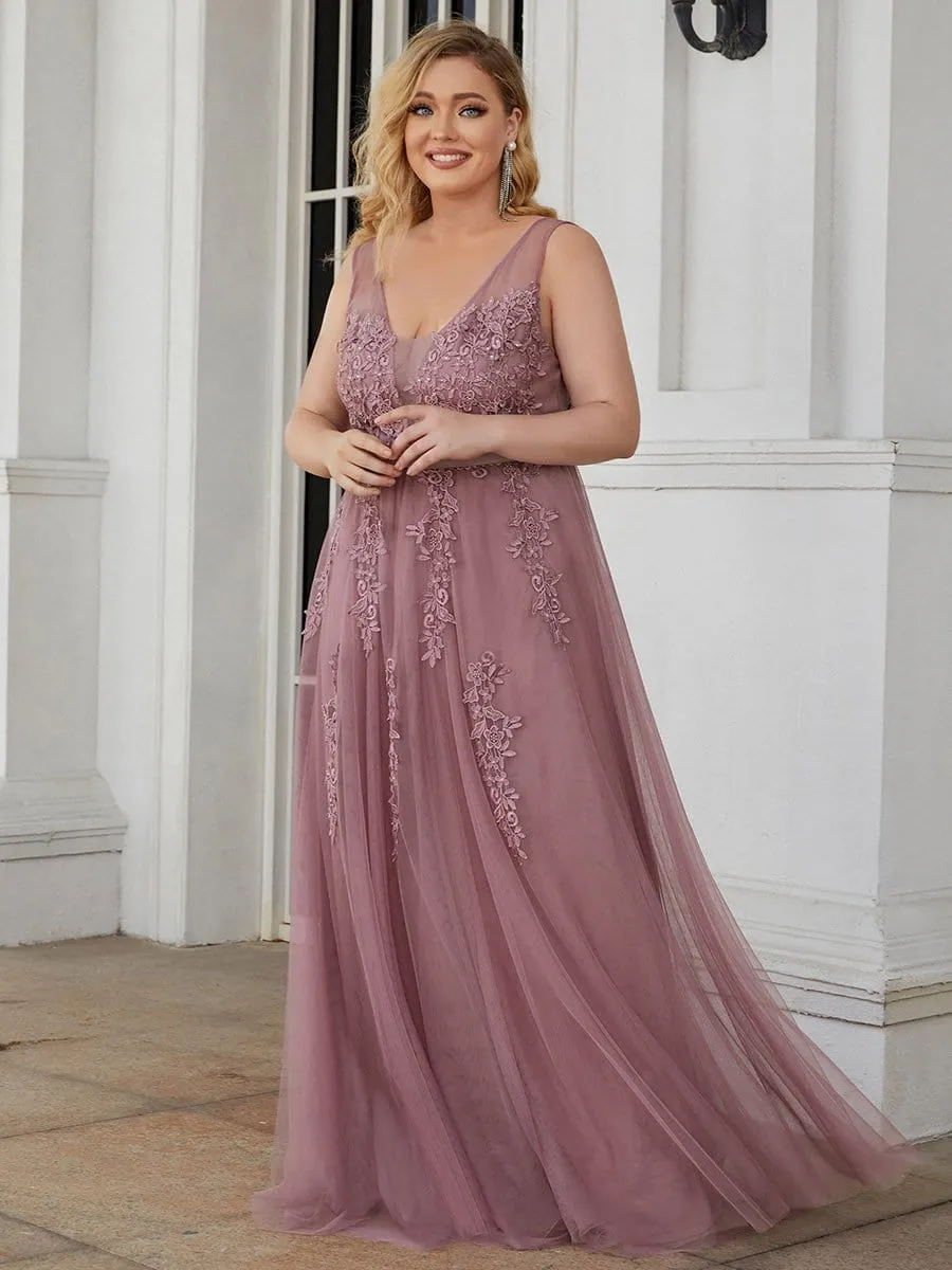 Plus Size Maxi Long Elegant Ethereal Tulle Evening Dress