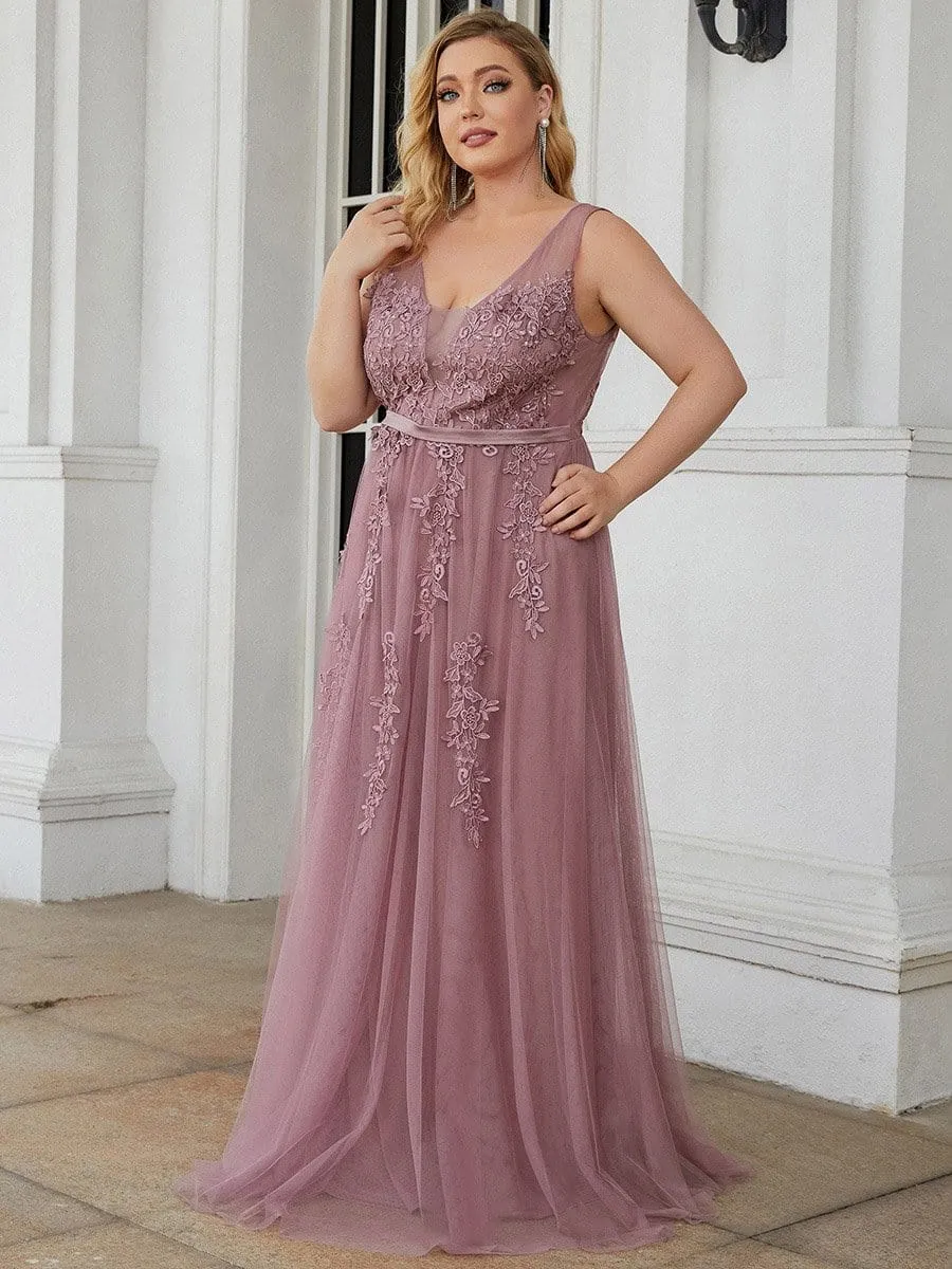 Plus Size Maxi Long Elegant Ethereal Tulle Evening Dress