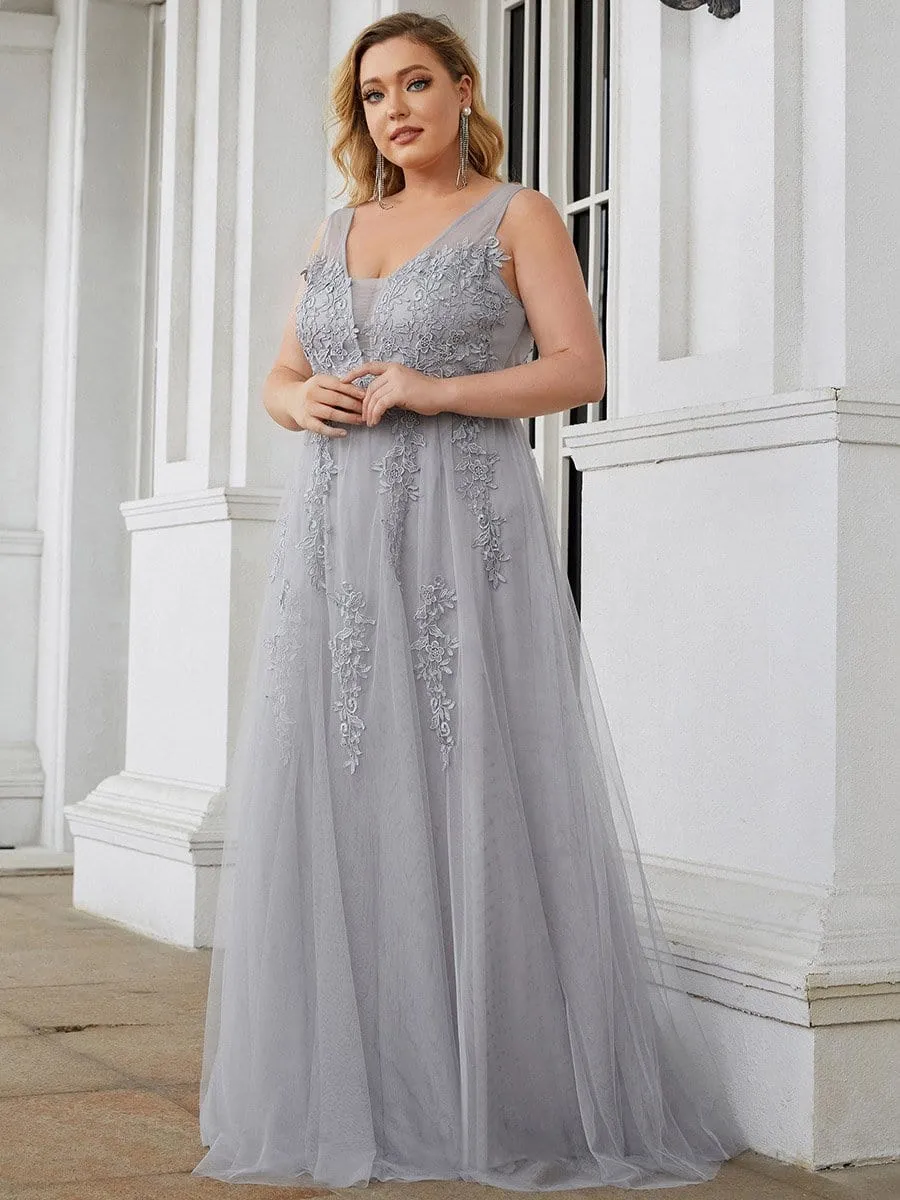 Plus Size Maxi Long Elegant Ethereal Tulle Evening Dress