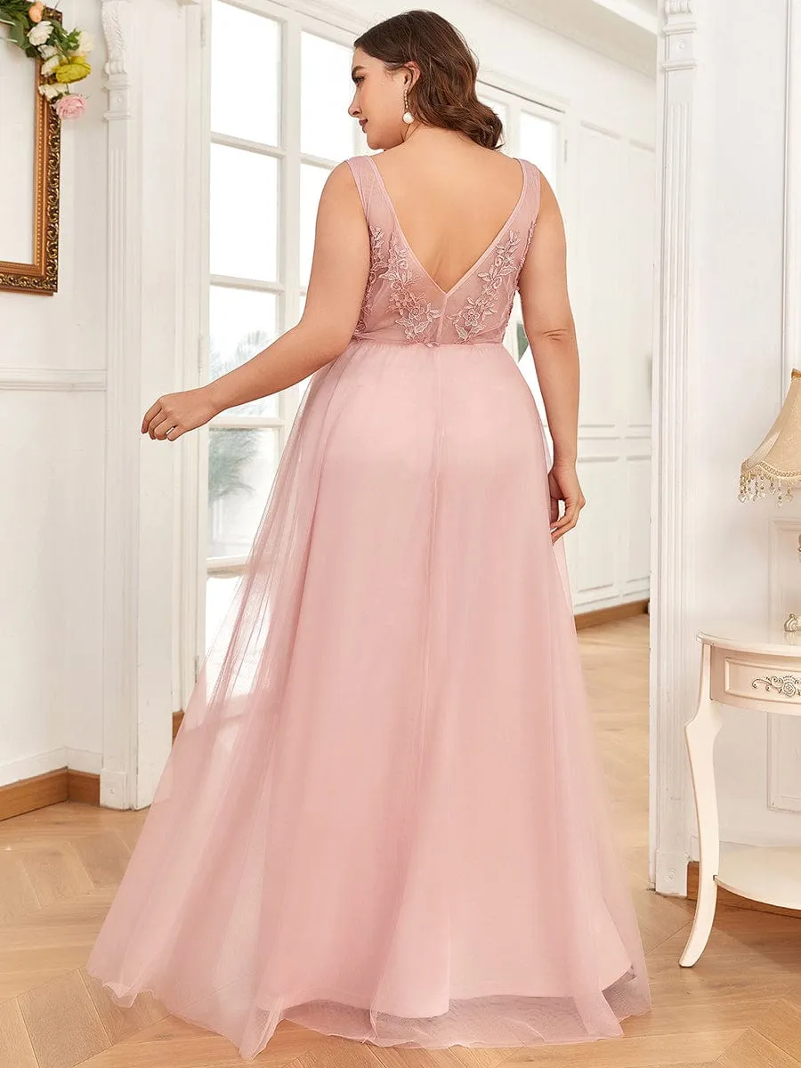 Plus Size Maxi Long Elegant Ethereal Tulle Evening Dress