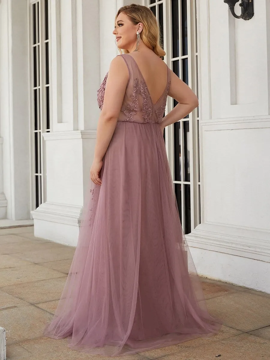 Plus Size Maxi Long Elegant Ethereal Tulle Evening Dress