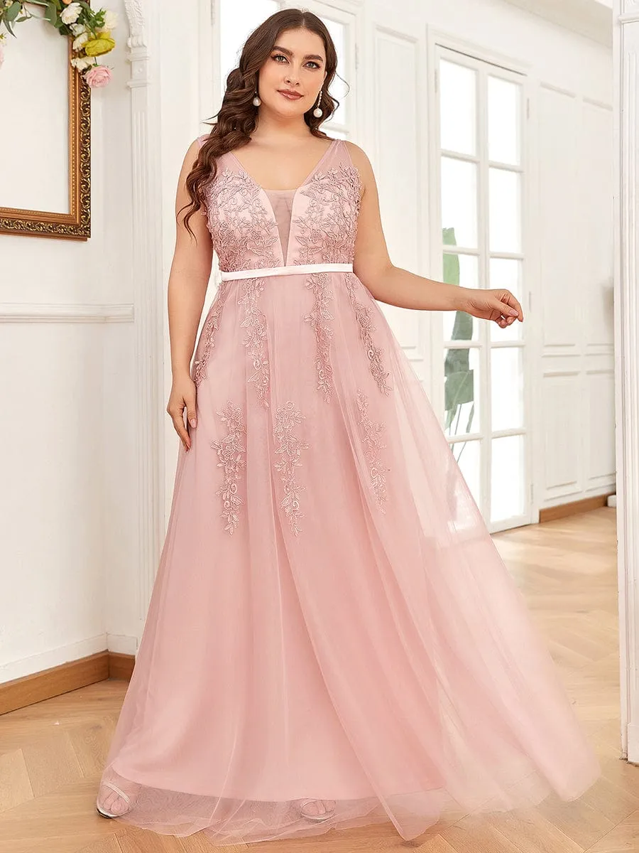 Plus Size Maxi Long Elegant Ethereal Tulle Evening Dress