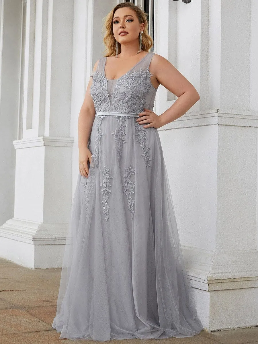 Plus Size Maxi Long Elegant Ethereal Tulle Evening Dress