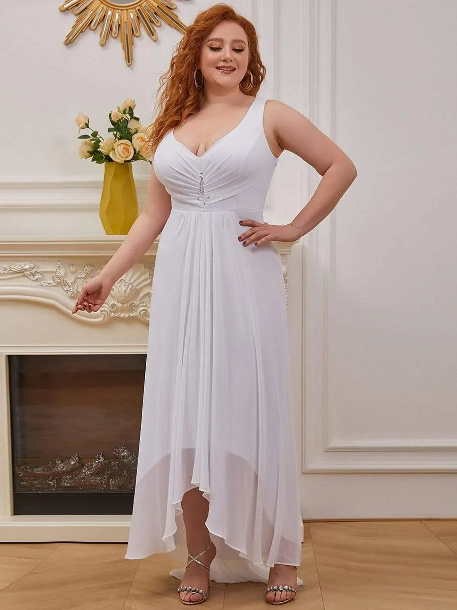 Plus Size V-Neck High-Low Evening Dress