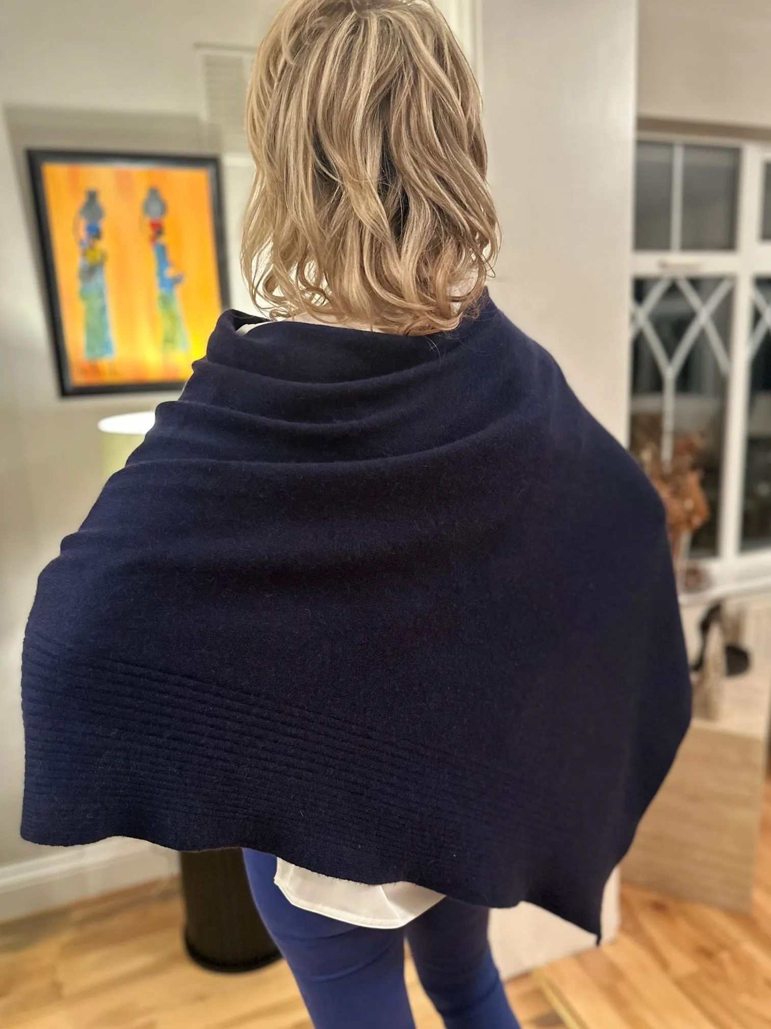 ‘PONCHO’ CASHMERE MIDNIGHT BLUE