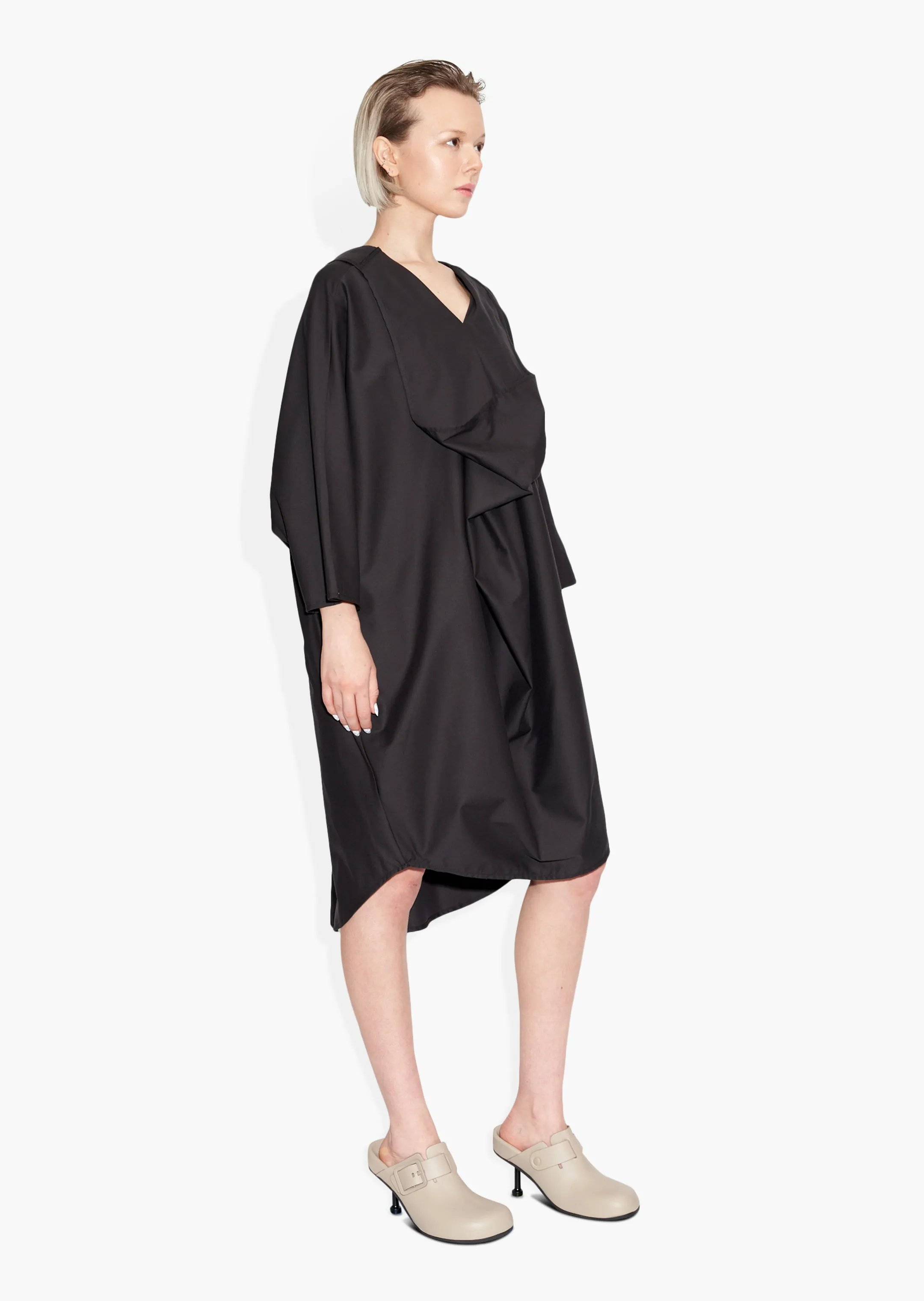 Poncho Dress Cotton Tencel Black