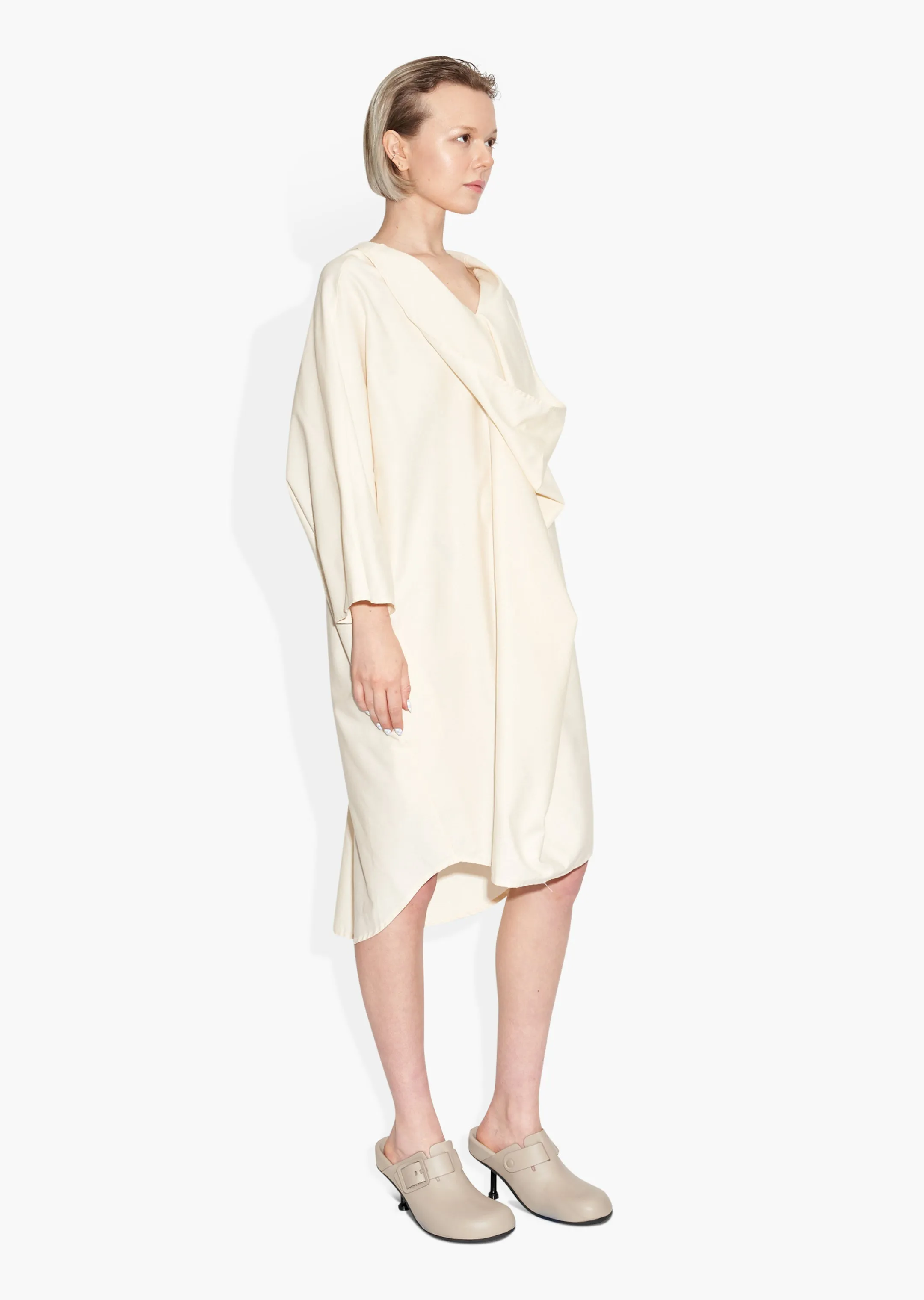 Poncho Dress Cotton Tencel Cream