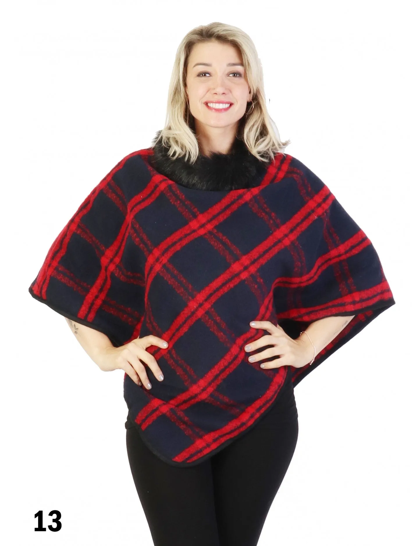 Poncho - Fur Collar & Trim