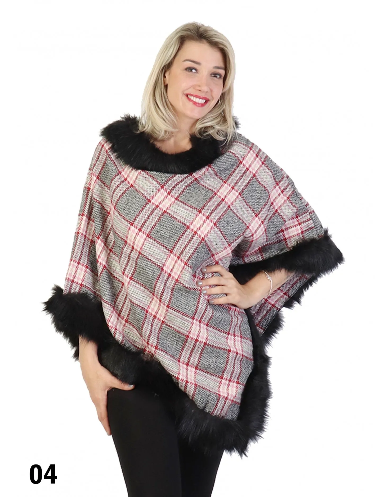 Poncho - Fur Collar & Trim