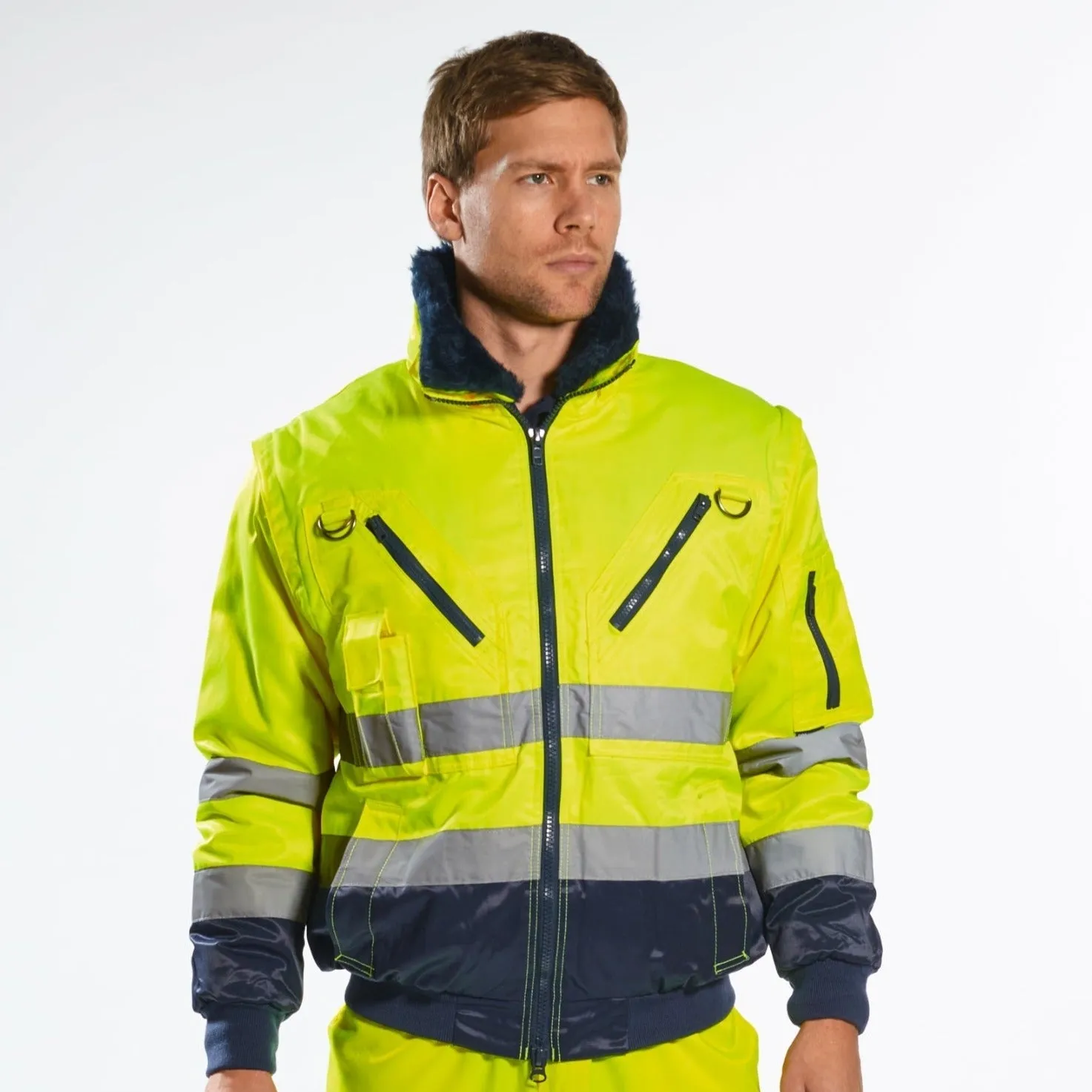 PORTWEST® Hi Vis 3-In-1 Pilot Detachable Jacket - ANSI Class 3 - UPJ50