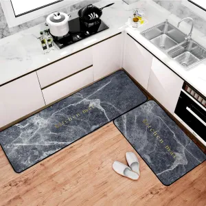 Premium Padded Anti slip Kitchen Mat Set-Grey Shade