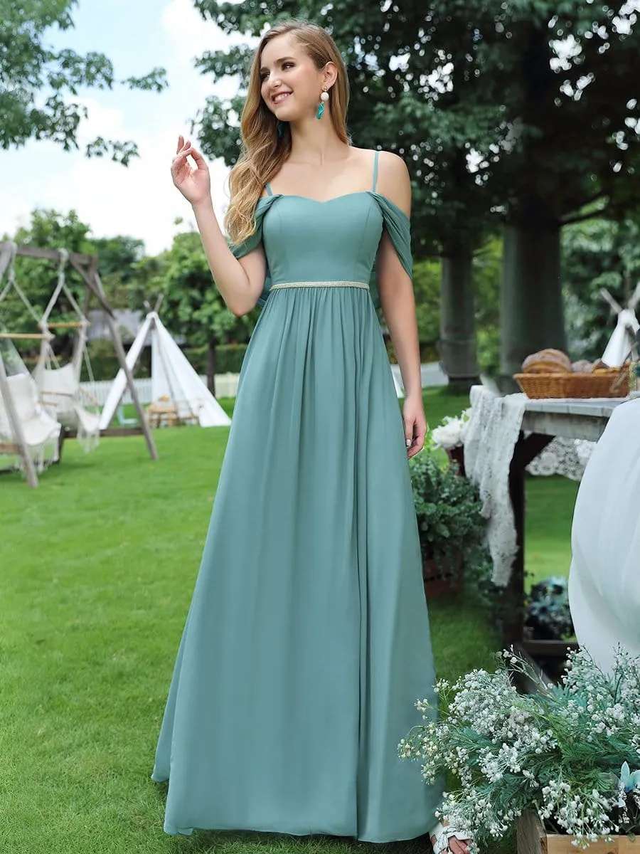 Pretty Floor Length Bridesmaid Dress with Spaghetti Straps