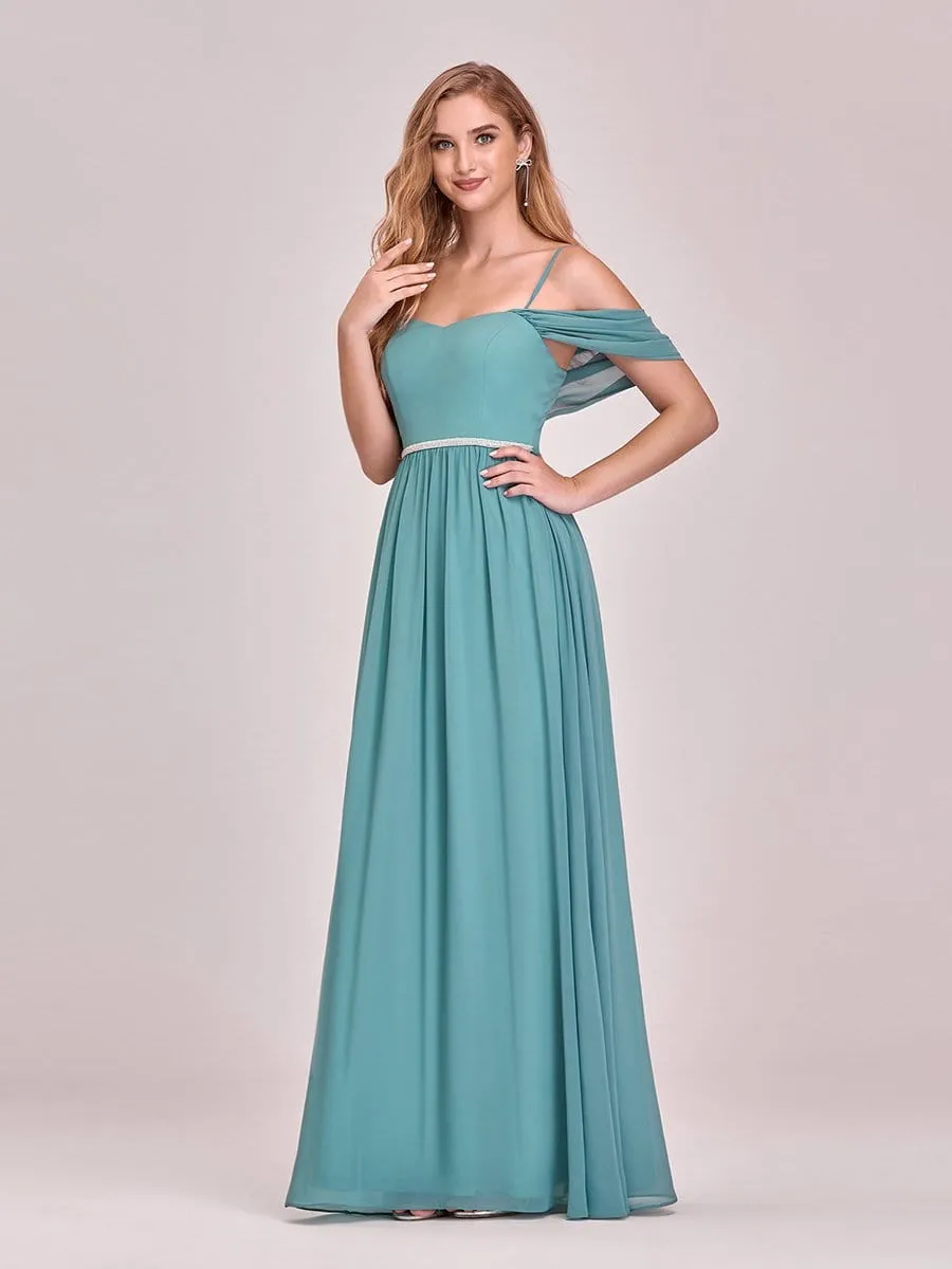 Pretty Floor Length Bridesmaid Dress with Spaghetti Straps