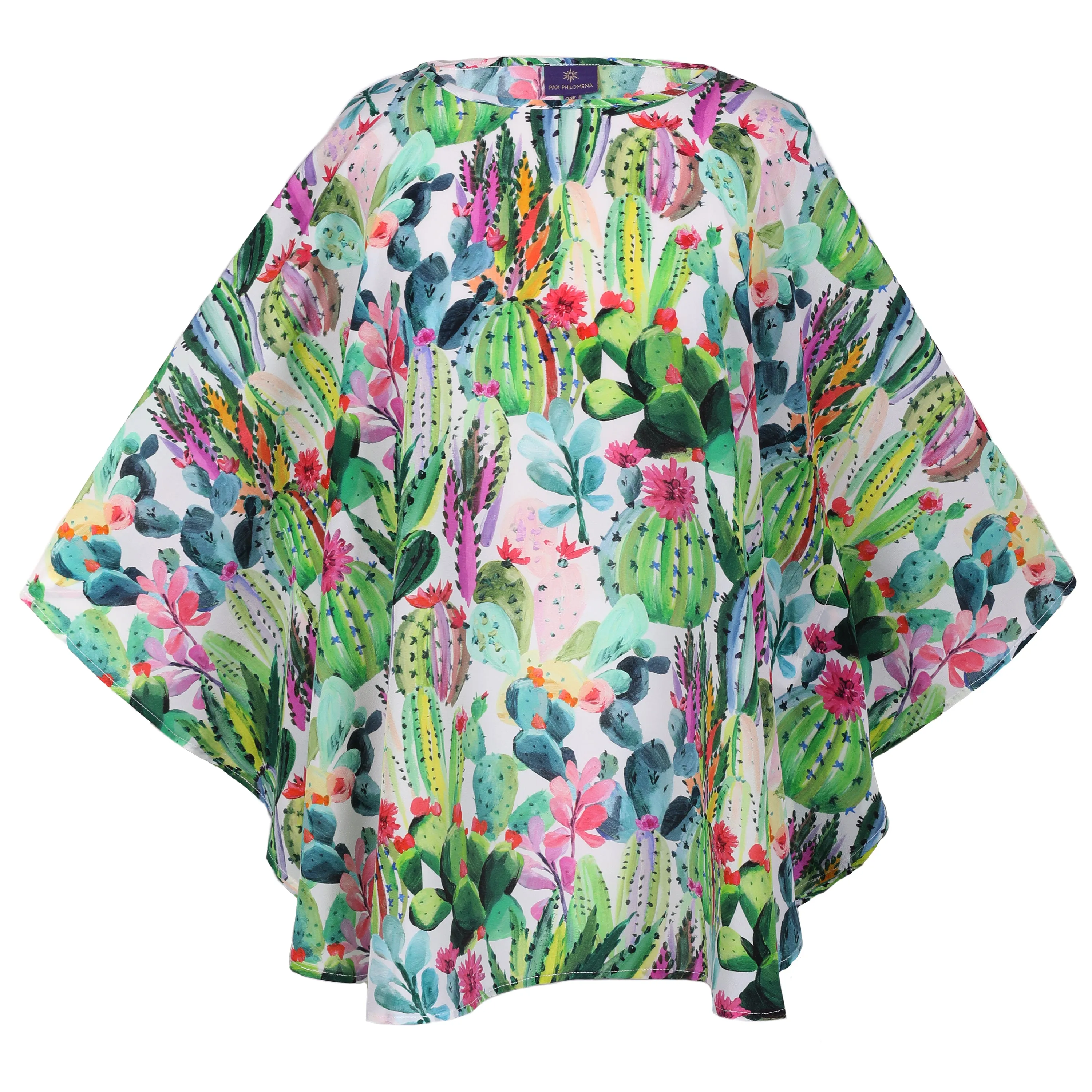 Primavera Italian Silk Cactus Poncho