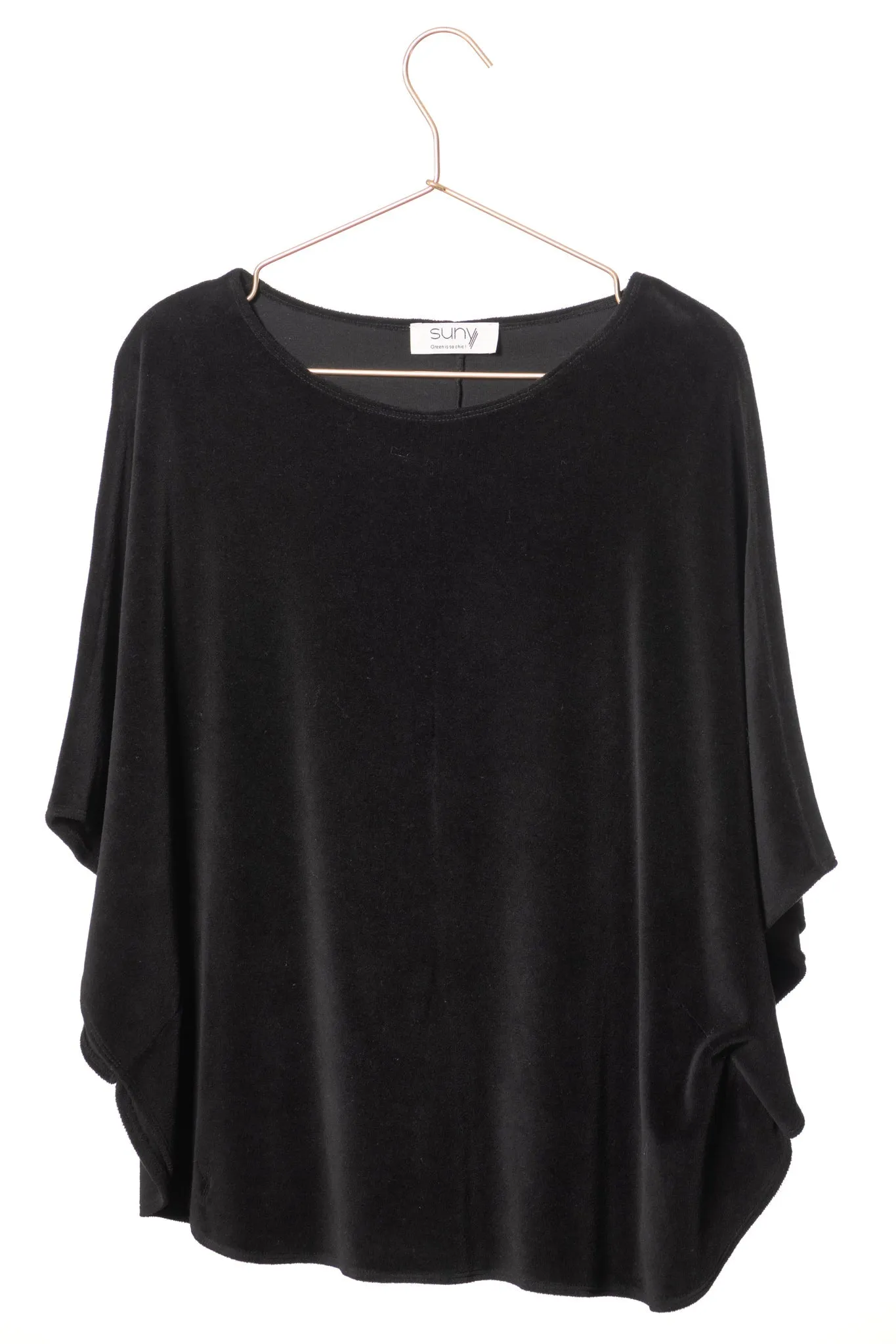 Pull cape en velours bio BONNIE noir