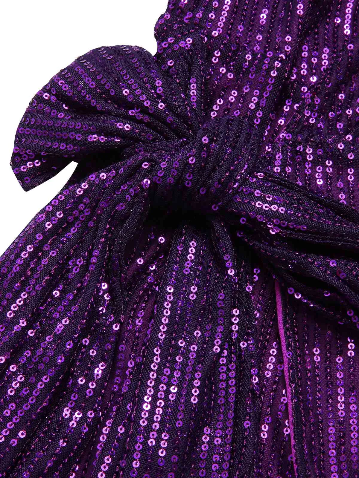 Purple 1960s Lapel Sequined Wrap Dress