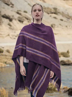 Purple Alpaca Ruana Open Poncho