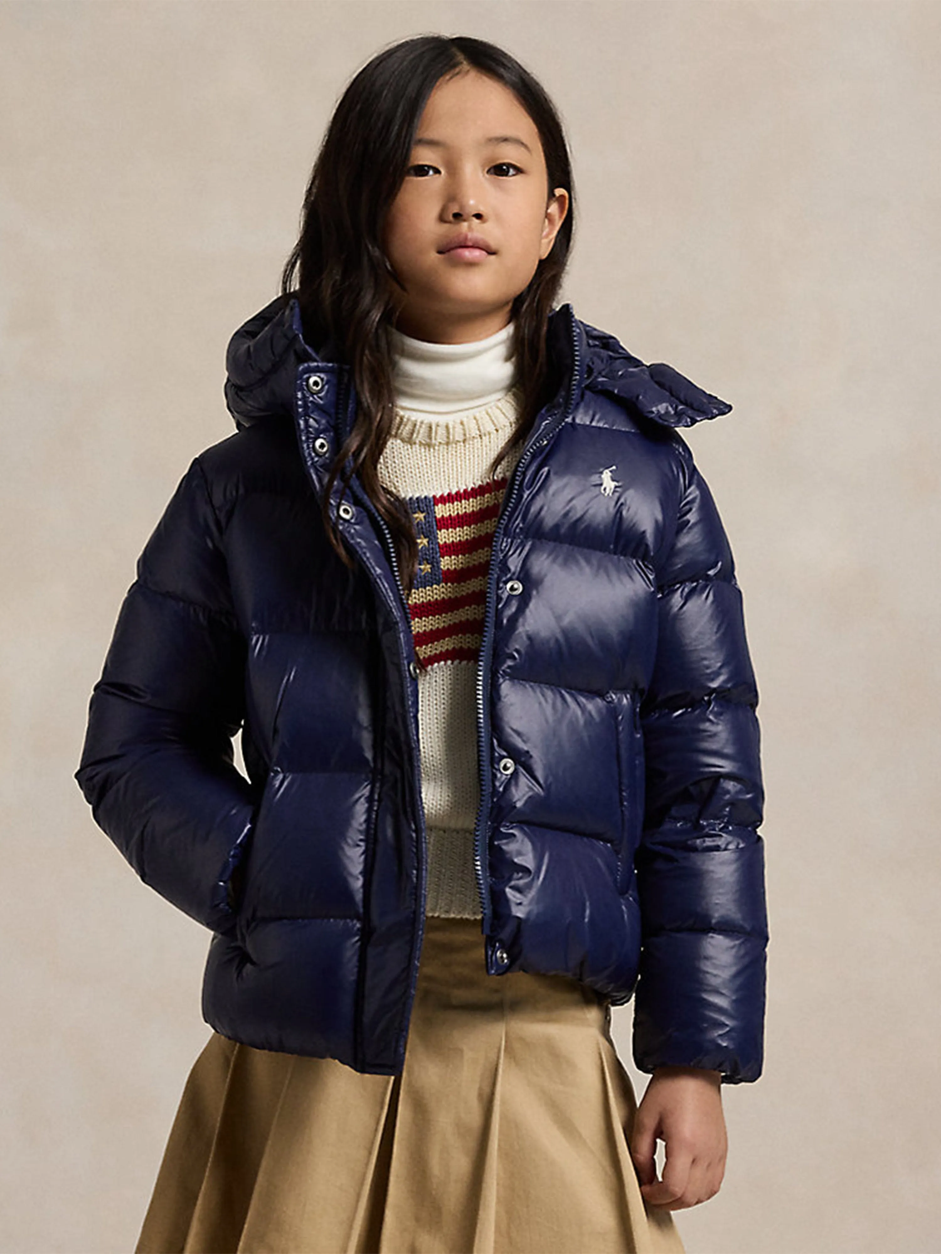 Ralph Lauren Girls Down Puffer Jacket in Navy