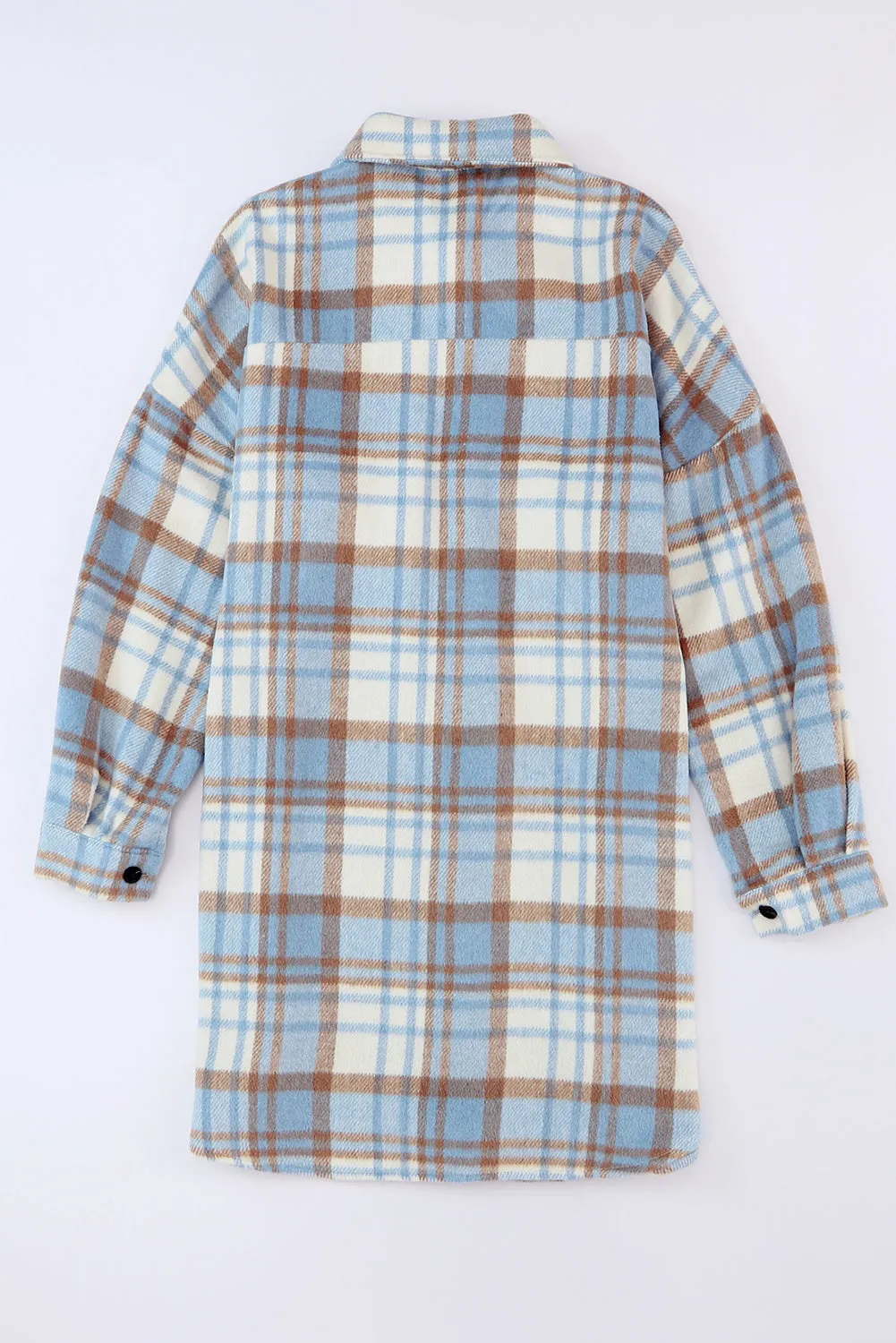 Red Plaid Flap Pocket Long Sleeve Oversized Shacket