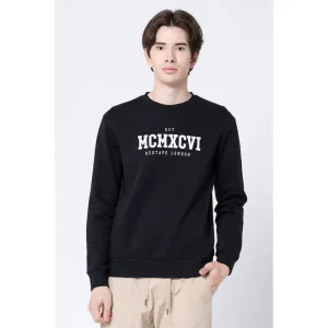 Red Tape Men's Black Printed Sweatshirt