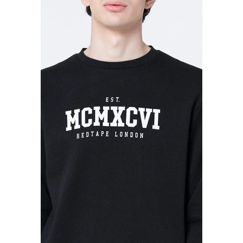 Red Tape Men's Black Printed Sweatshirt