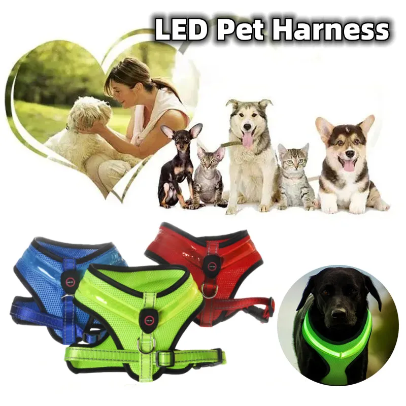 Reflective Chest Strap LED Safety Vest Harness for Dogs or Cats