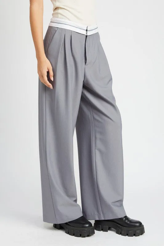 Reverse waist band tailored pants