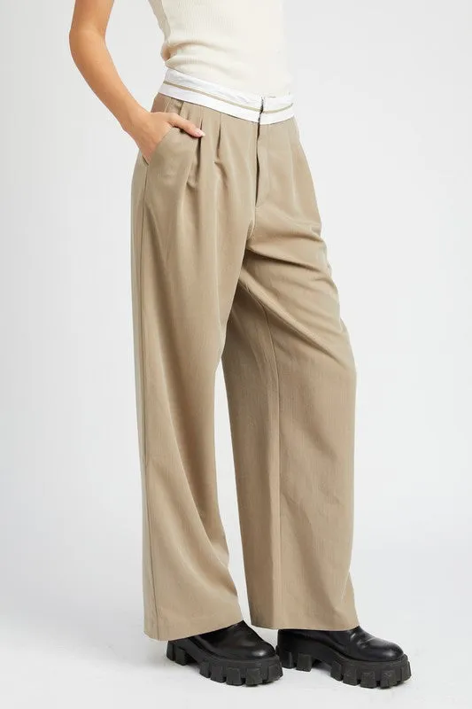 Reverse waist band tailored pants