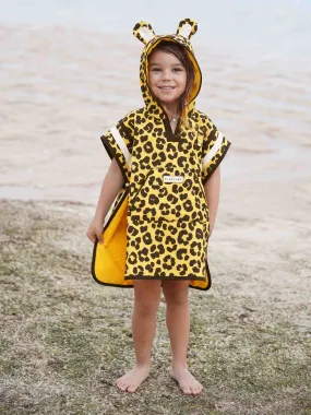 Roarsome Girls Dash The Leopard Poncho Towel in Yellow