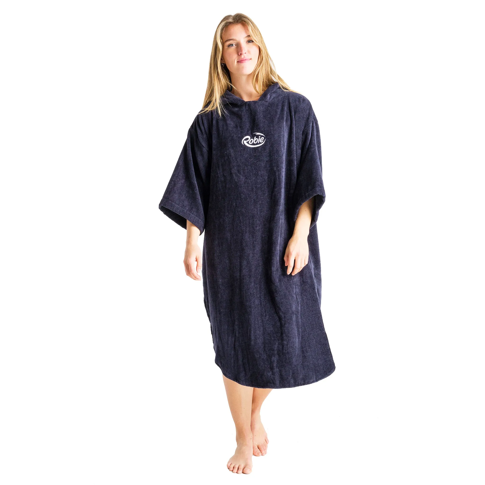 Robie Robes Adult Original Long Sleeve Towelling Beach Changing Poncho - India Ink