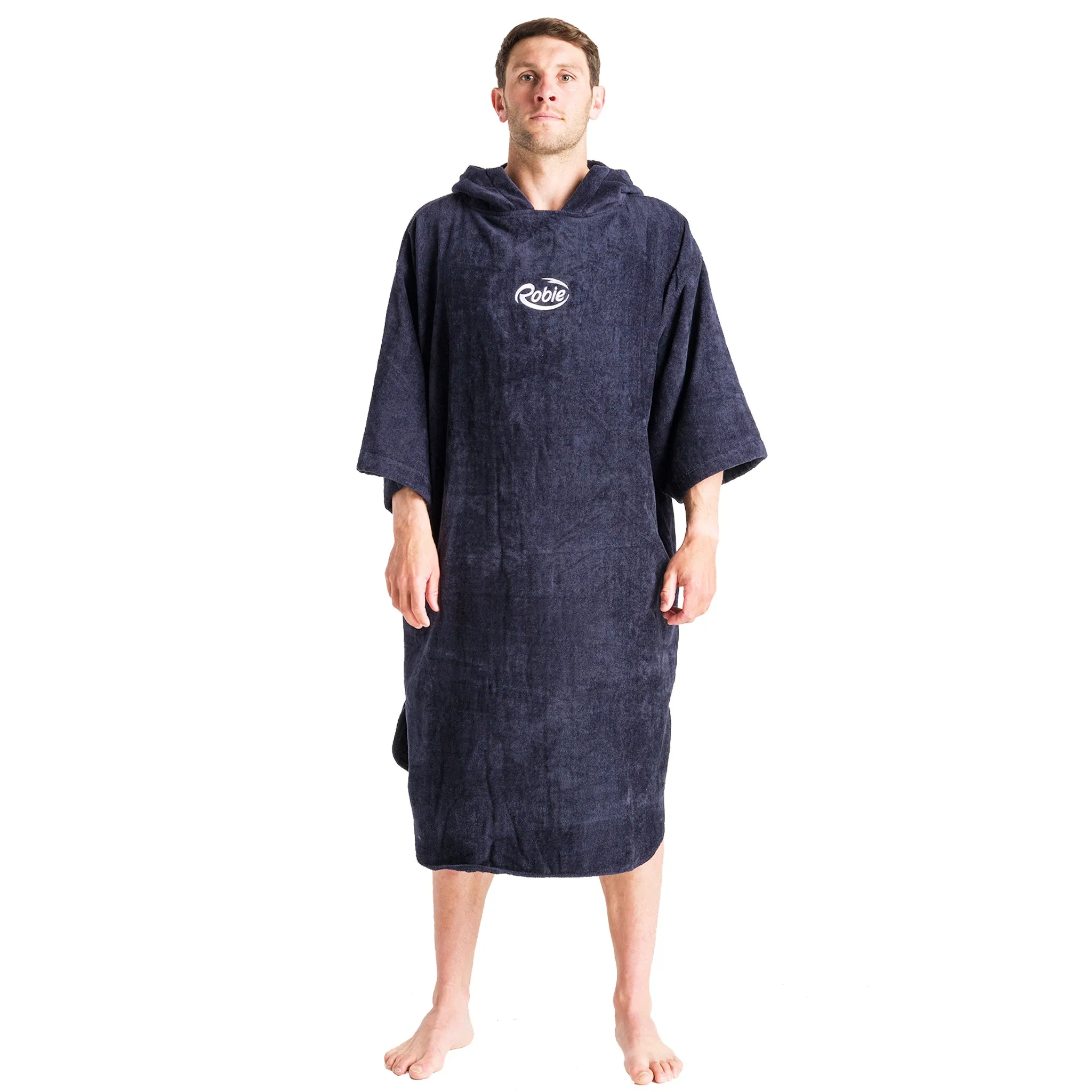 Robie Robes Adult Original Long Sleeve Towelling Beach Changing Poncho - India Ink