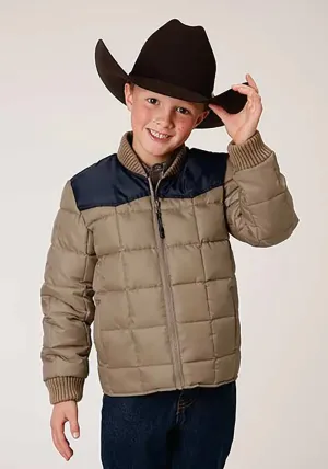 Roper Boy's Polyfill Puffer Coat (Khaki/Navy) - Children's Jacket