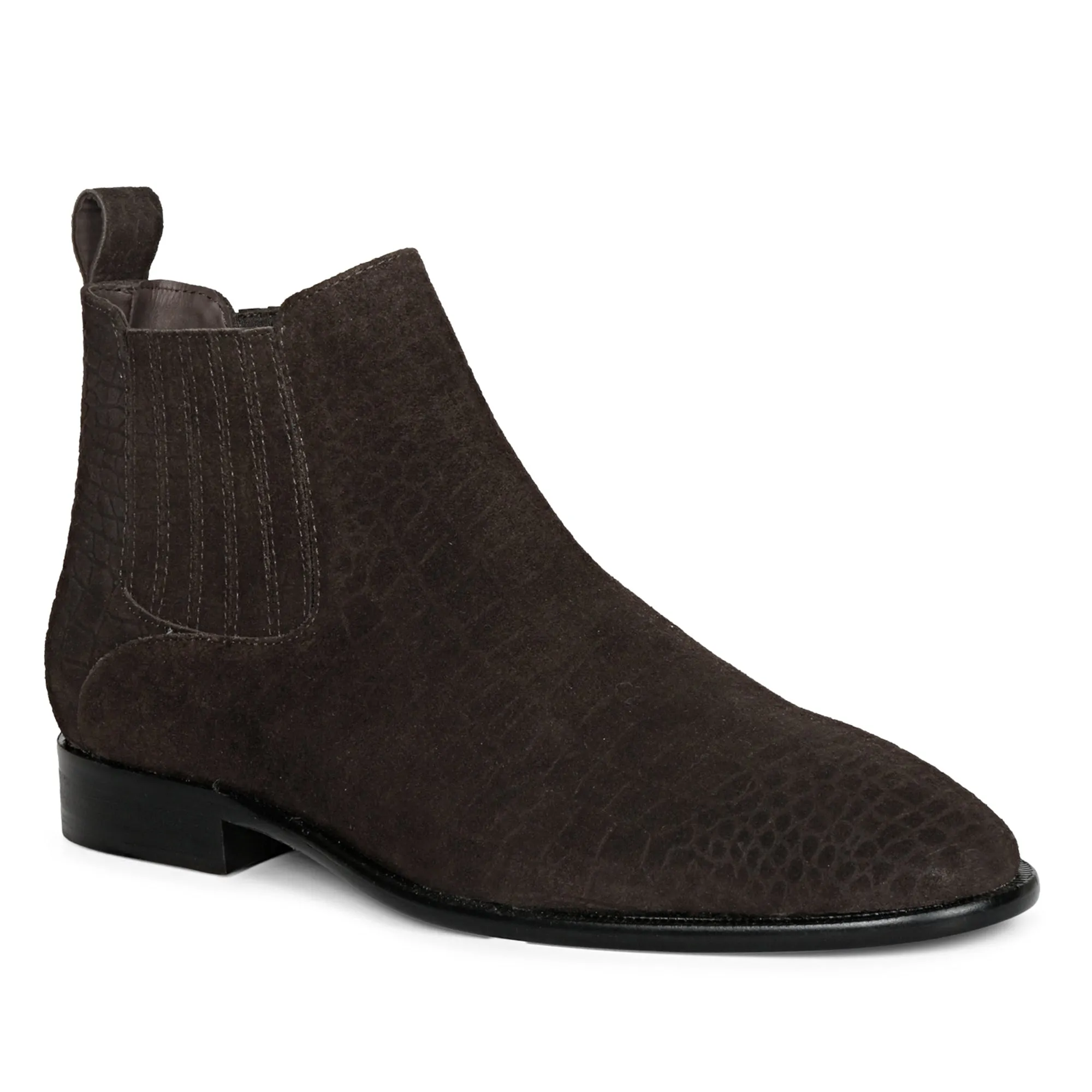 Saint Illiad Brown Croco Print Suede Leather Chelsea boots