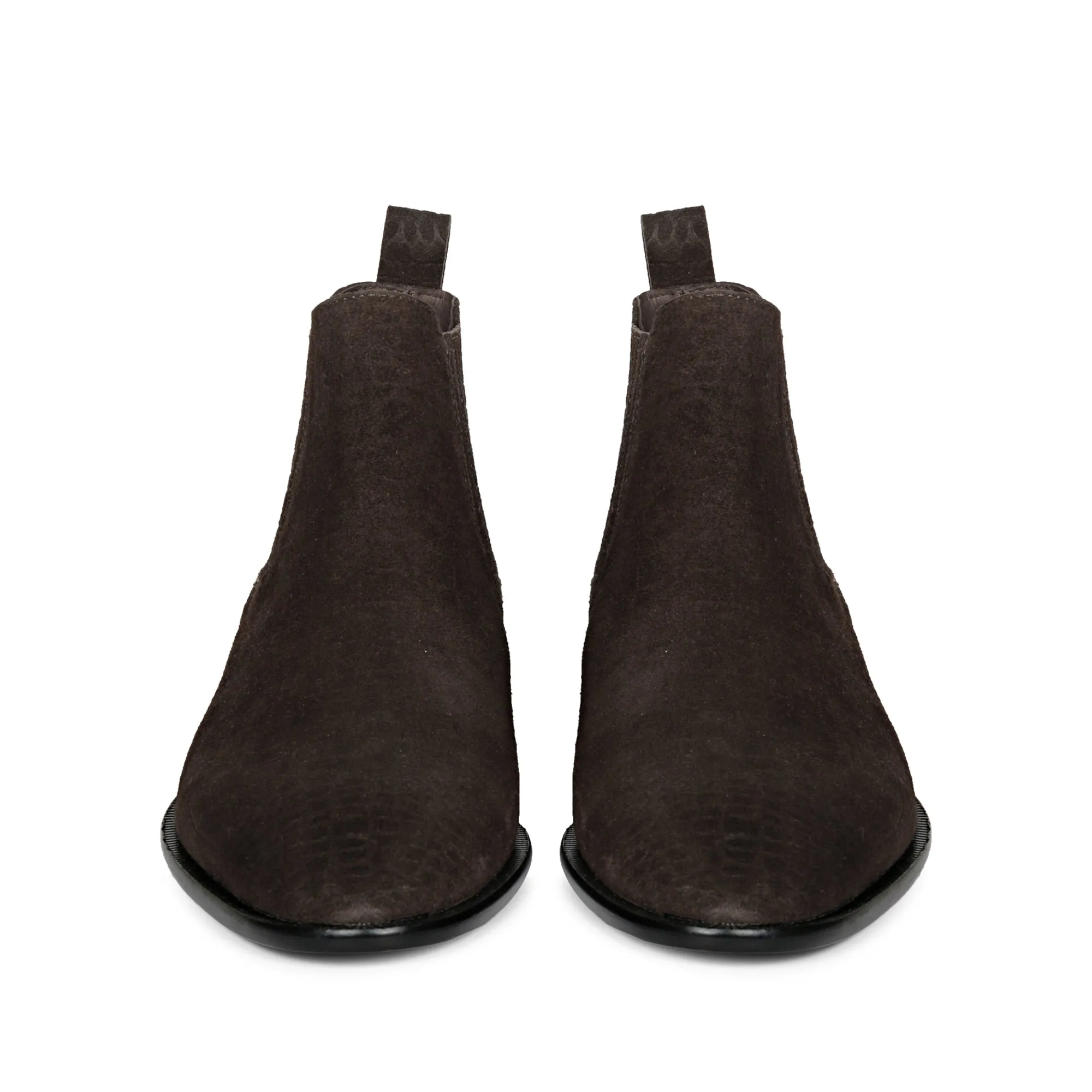 Saint Illiad Brown Croco Print Suede Leather Chelsea boots